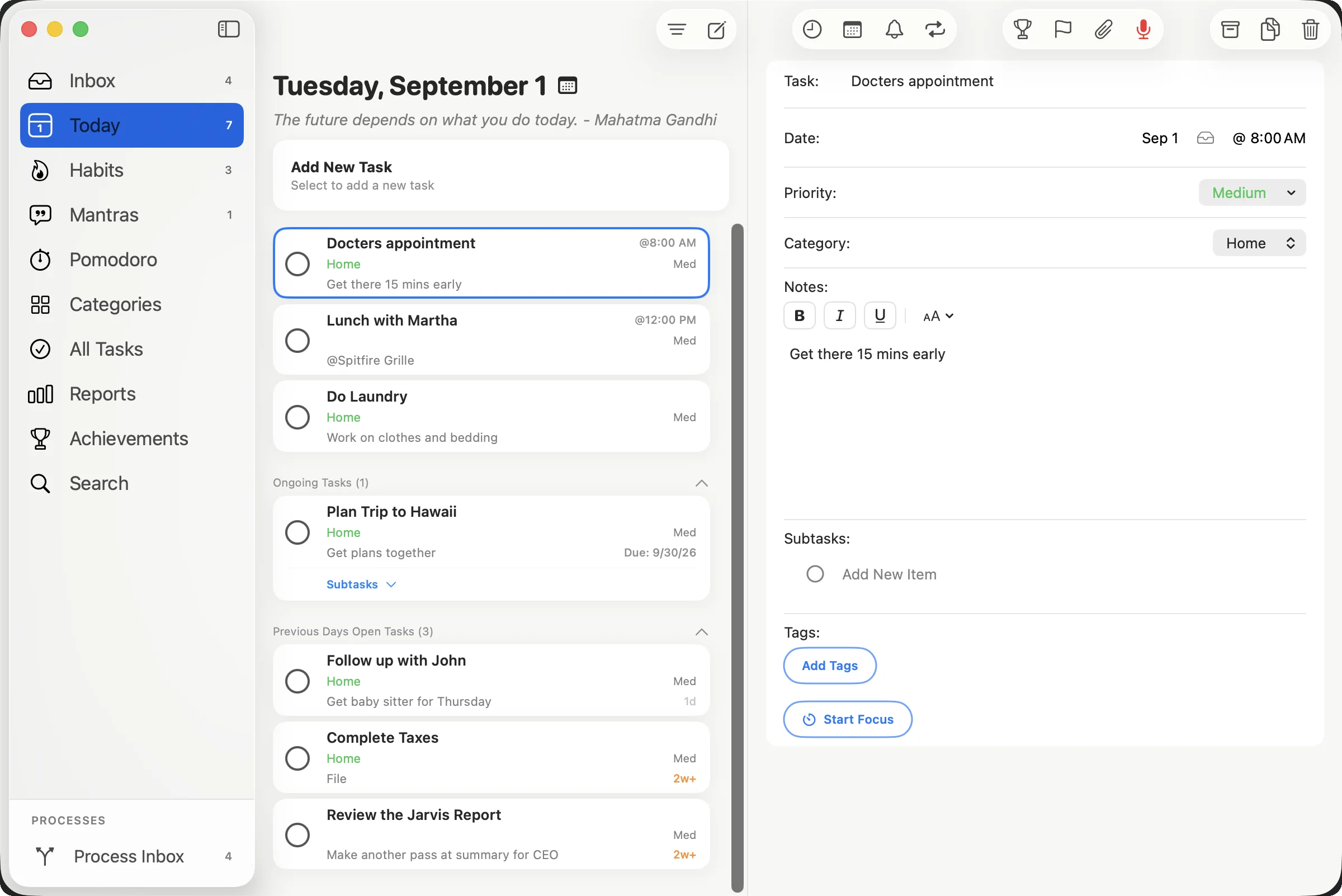 Previous Days Open Tasks in PathDay, with gray and orange age labels showing how long each task has waited