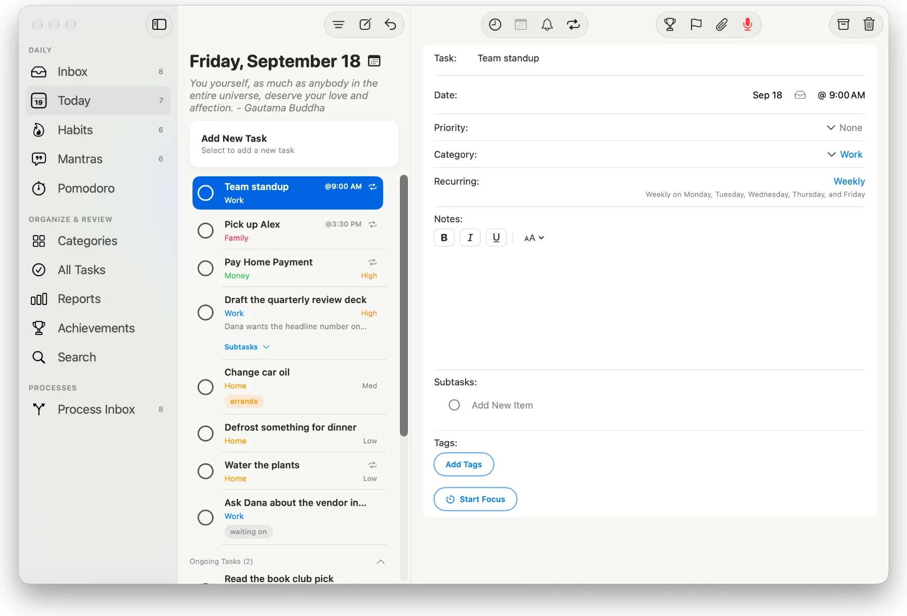 PathDay on Mac showing the Today view